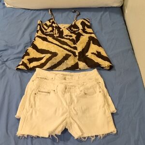Banana Republic Brown and Tan Camisole & Calvin Klein City Shorts Sz 6 Set Of 3